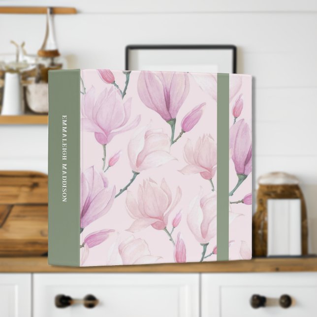 Muted Pink Tulip Magnolia Blooms Custom   Binder (Creator Uploaded)