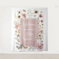 Muted Pink Wildflower Baby in Bloom Shower Welcome