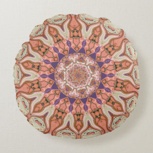 Muted Pinks Mandala Round Throw Pillow