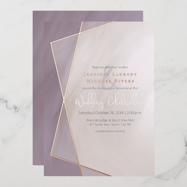 muted plum gold frame typography wedding rose gold (Front/Back)