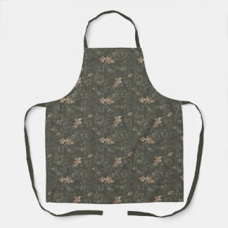 Muted Poinsetta Olive All-Over Print Apron
