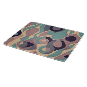 Muted purple and blue abstract waves cutting board