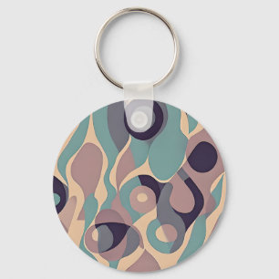 Muted purple and blue abstract waves keychain