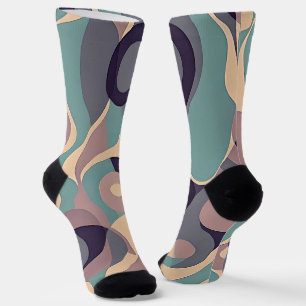 Muted purple and blue abstract waves socks