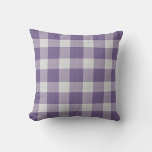 Muted Purple and white Checkered Plaid Throw Pillow