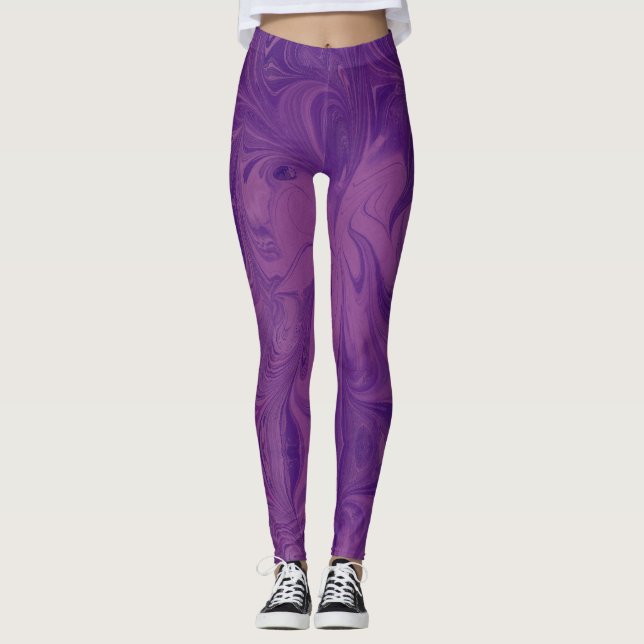 Muted purple marbled leggings (Front)