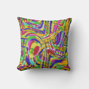Muted Rainbow Colours Gold Confetti-like Abstract Throw Pillow