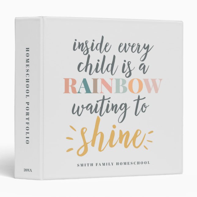 Muted Rainbow Colours Homeschool Quote Binder (Front/Spine)