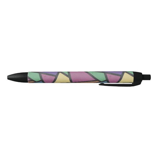 Muted rainbow colours mosaic pattern black ink pen (Bottom)