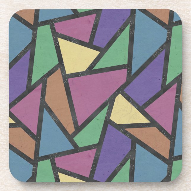 Muted rainbow colours mosaic pattern coaster (Front)