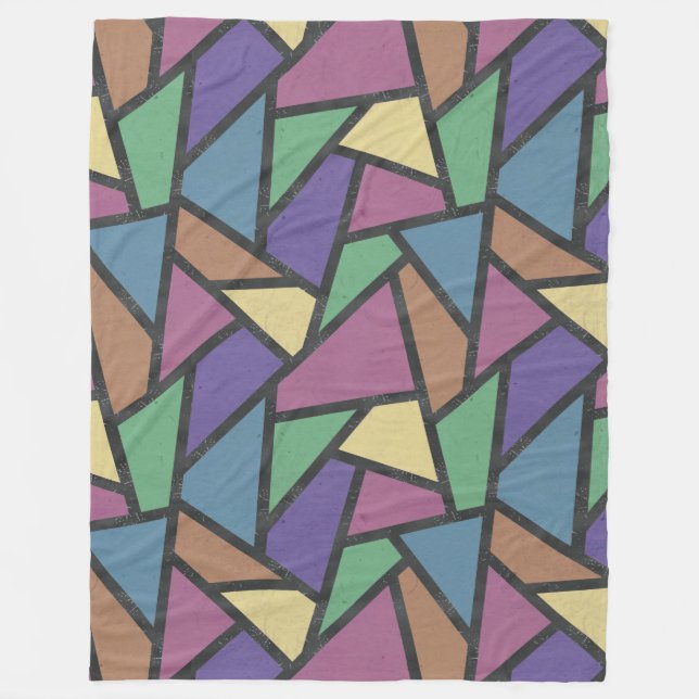 Muted rainbow colours mosaic pattern fleece blanket (Front)