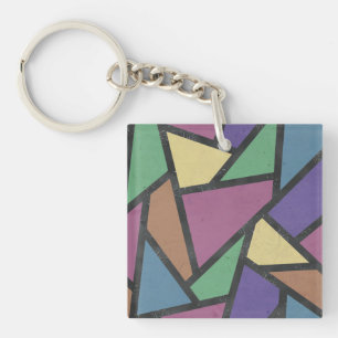 Muted rainbow colours mosaic pattern keychain