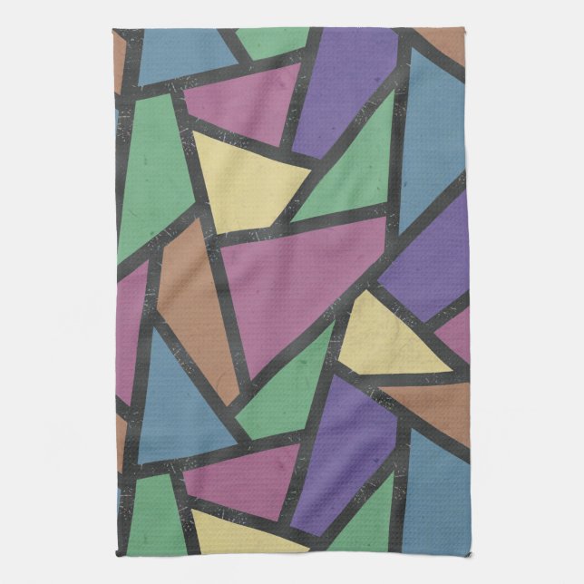 Muted rainbow colours mosaic pattern kitchen towel (Vertical)