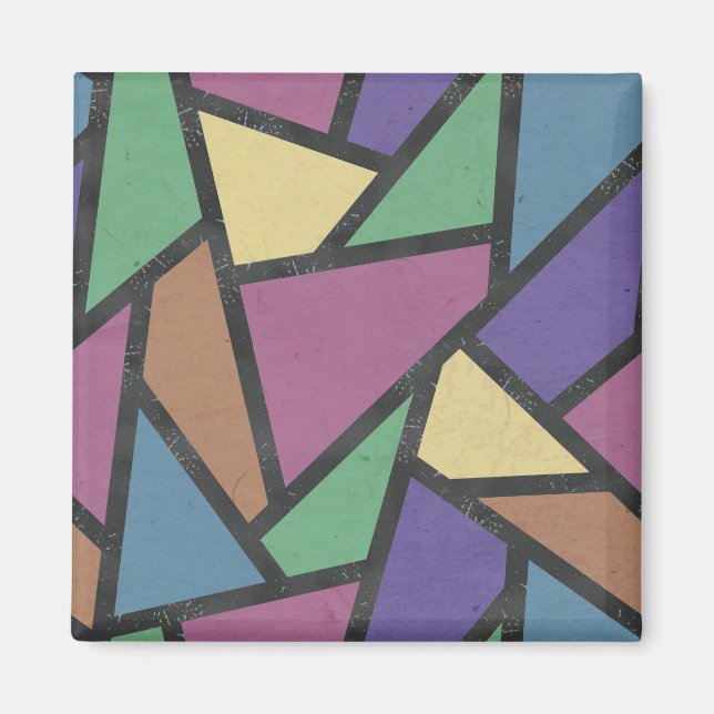 Muted rainbow colours mosaic pattern magnet (Front)