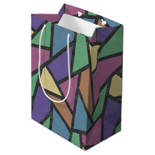 Muted rainbow colours mosaic pattern medium gift bag