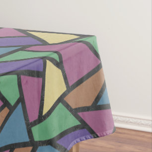 Muted rainbow colours mosaic pattern tablecloth