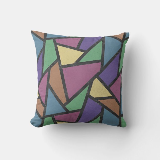 Muted rainbow colours mosaic pattern throw pillow (Front)