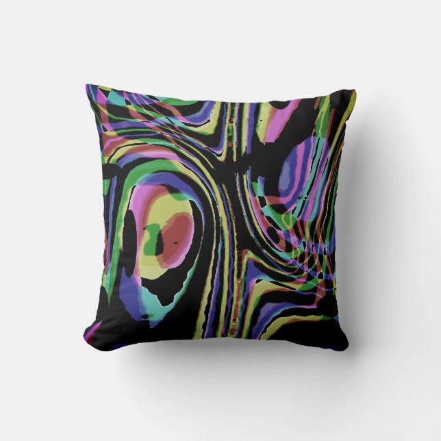 Muted Rainbow Colours Swirling Labyrinth Design  Throw Pillow (Front)