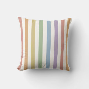 Muted Rainbow Soft Stripe Throw Pillow