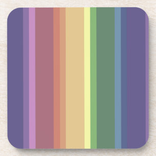 Muted rainbow stripes coaster