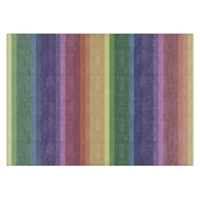 Muted rainbow stripes cutting board (Front)