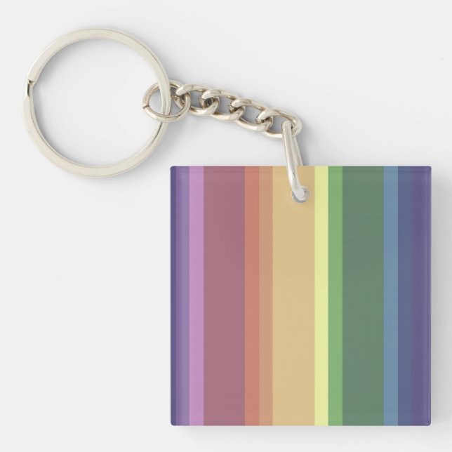 Muted rainbow stripes keychain (Front)