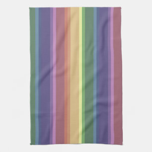 Muted rainbow stripes kitchen towel