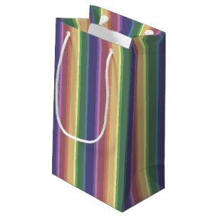 Muted rainbow stripes small gift bag