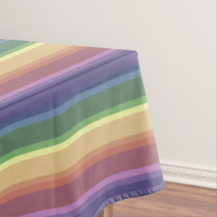 Muted rainbow stripes tablecloth
