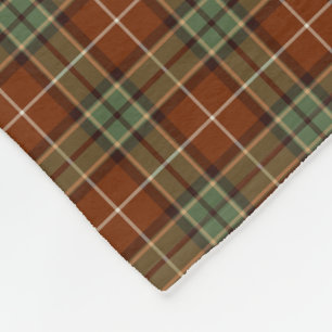 Muted Red and Green Rustic Plaid Pattern Fleece Blanket