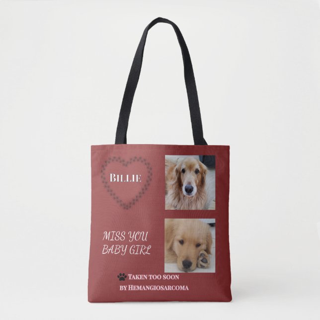 Muted Red Double-Sided Pet Tribute Tote Bag (Front)