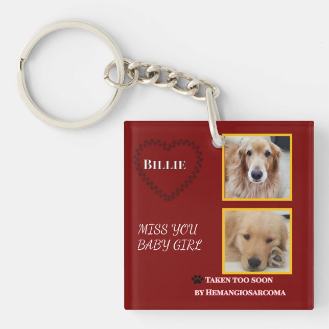 Muted Red Heartflet Pet Keepsake Keychain (Front)