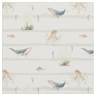 Muted Reef Escape - Underwater sea ocean Animal wh Fabric