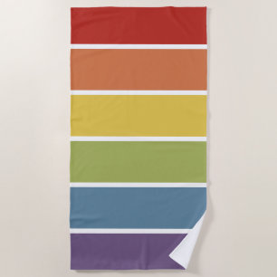 Muted Retro Colour Rainbow LGBT Pattern Beach Towel