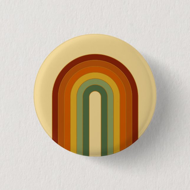 Muted Retro Groovy Layered Rainbow  1 Inch Round Button (Front)