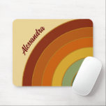 Muted Retro Layered Groovy Rainbow Name   Mouse Pad<br><div class="desc">Retro rainbow design. Rainbow layers in muted colours,  orange,  red and green. Groovy retro seventies rainbow gifts,  home decor.</div>