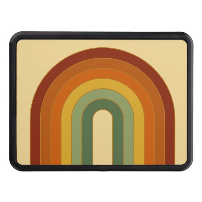 Muted Retro Layered Groovy Rainbow Name Trailer Hitch Cover (Front)