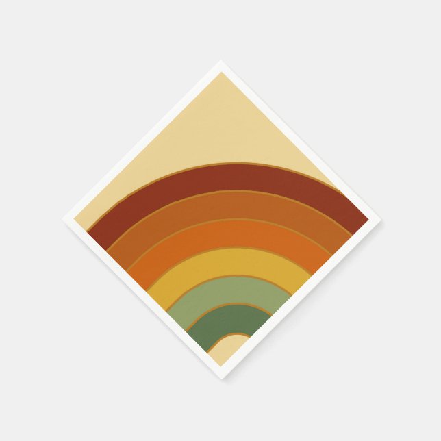 Muted Retro Layered Rainbow  Napkin (Corner)