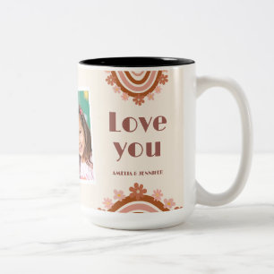 Muted Retro Rainbow Best Mom Ever Mother's Day Two-Tone Coffee Mug
