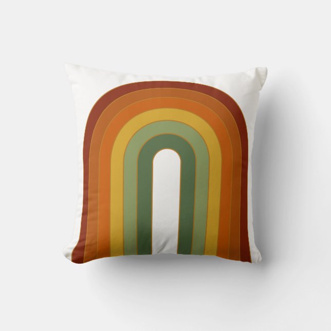 Muted Retro Rainbow  Throw Pillow (Front)