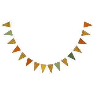 Muted Retro Seventies Groovy Rainbow Heart  Bunting Flags