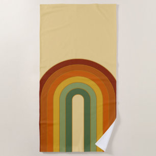 Muted Retro Seventies Rainbow   Beach Towel