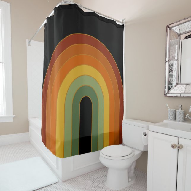 Muted Retro Seventies Rainbow Black (In Situ)