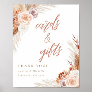 Muted Rose Pampas Terracotta Boho Card & Gift Poster