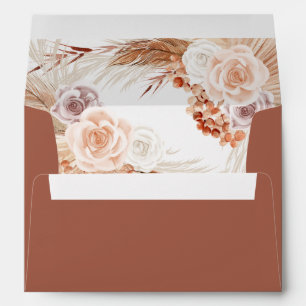 Muted Rose Pampas Terracotta Boho Wedding Envelope