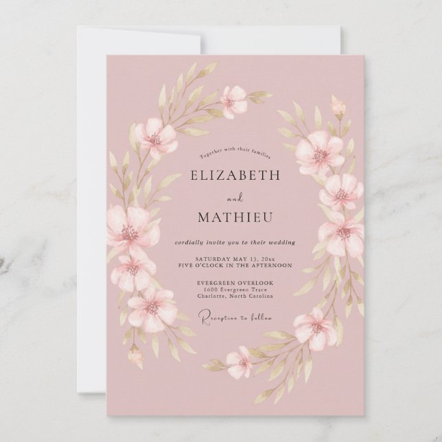 Muted Rose Romantic Spring Wedding Invitation (Front)