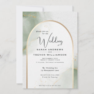 Muted Sage Abstract Wedding Invitation