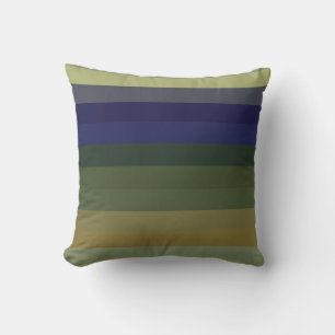 Muted Sage Blues & Olive Green Stripes  Throw Pillow