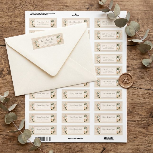 Muted Sage Botanical Gold Frame Return Address (Creator Uploaded)