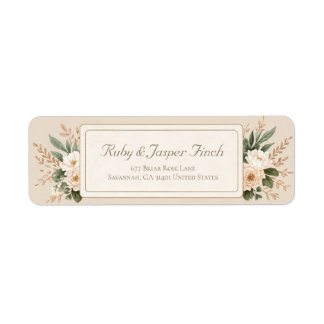 Muted Sage Botanical Gold Frame Return Address